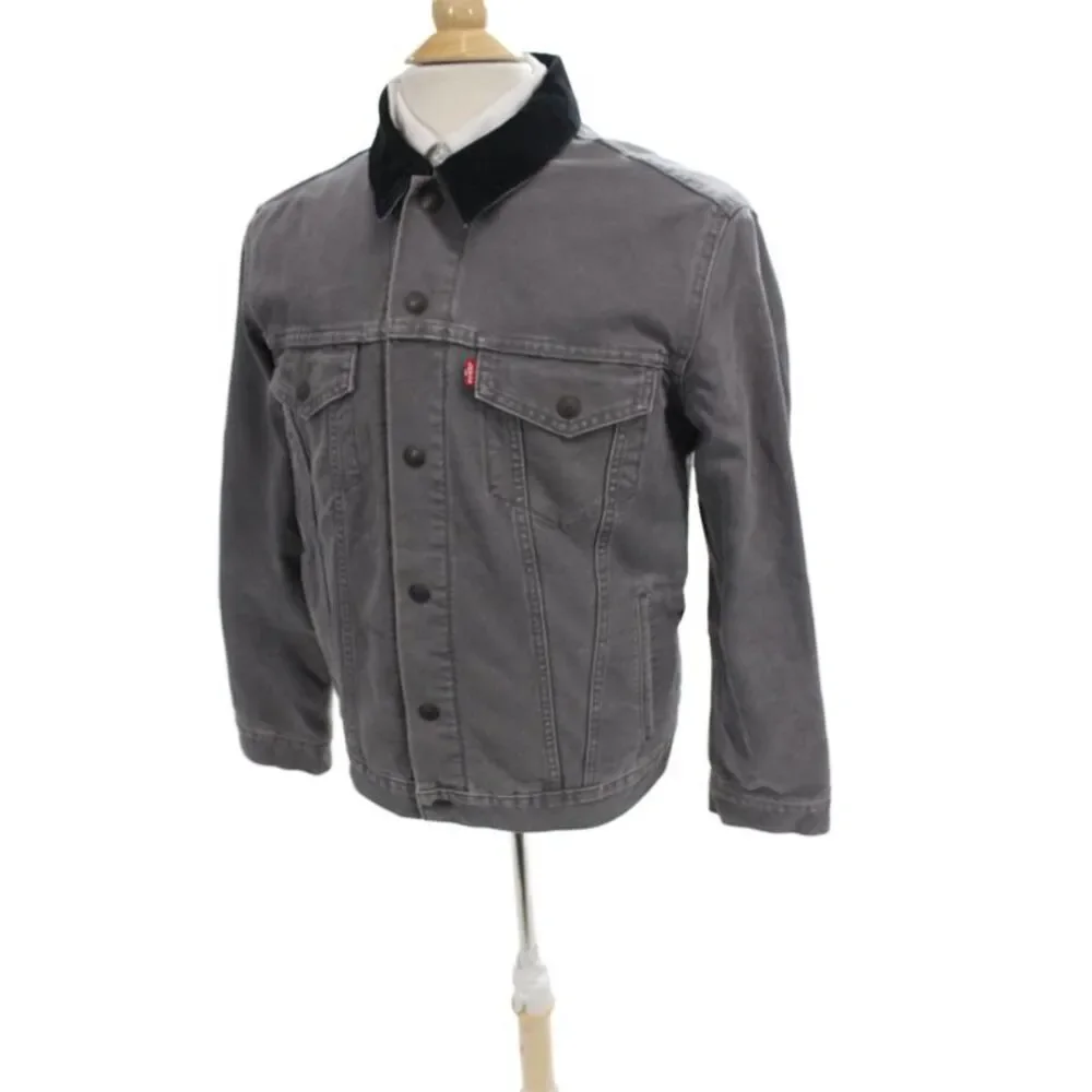 Levi's Mens Plaid Cotton Button Jacket Gray Size S